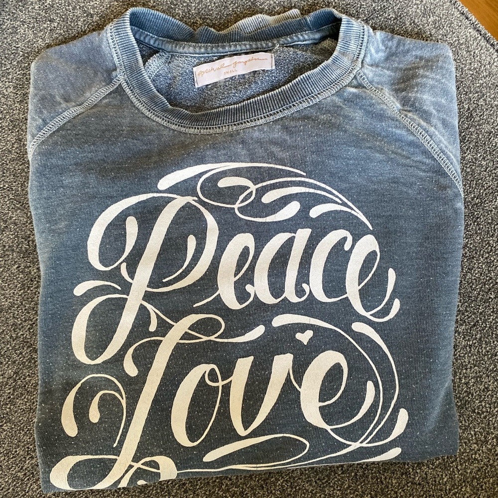 Spiritual Gangster Blue Crewneck Sweatshirt with White "Peace Love Yoga" Script